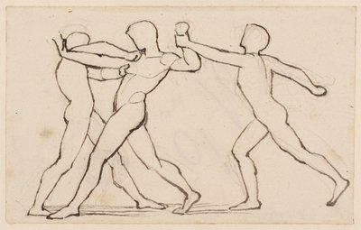 Een Groep van Drie Worstelfiguren door John Flaxman